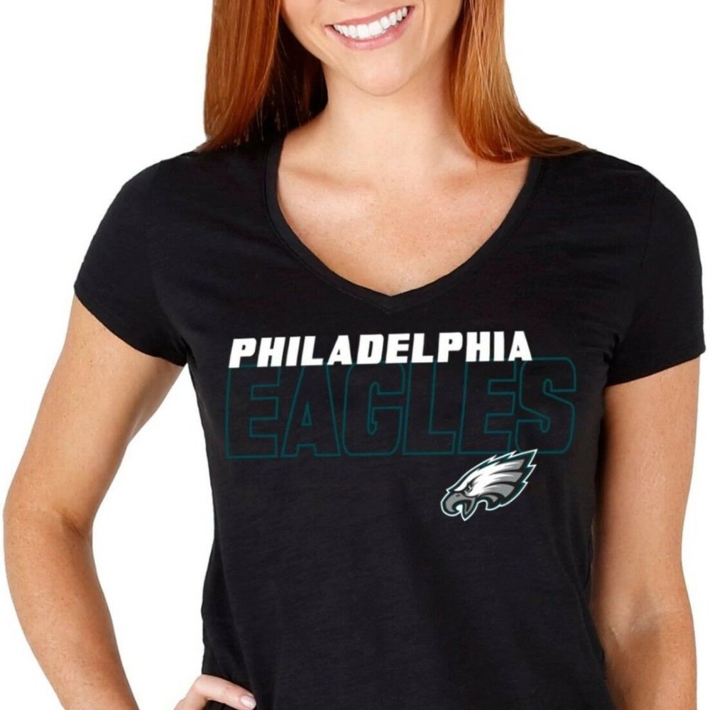 Philadelphia Eagles Women's Black Block Out Tee size L